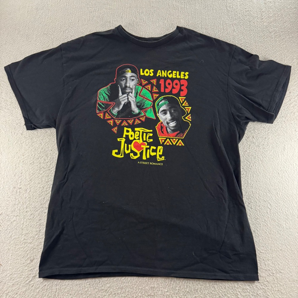 Poetic Justice Tupac Shakur LA 1993 Black Graphic T‎ Shirt Size L Streetwear